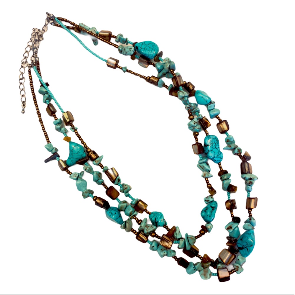 Turquoise fashion beaded layered necklace